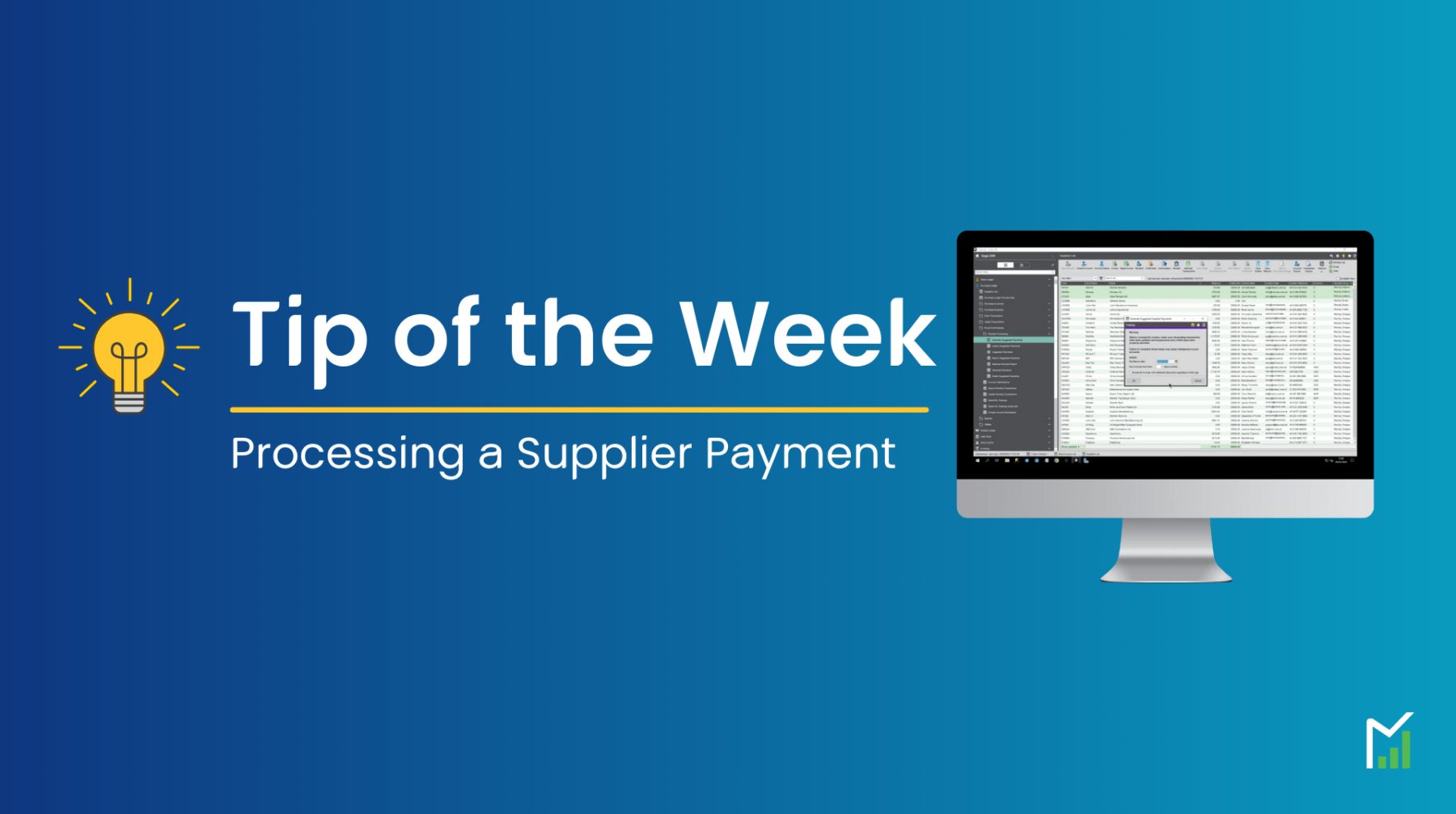 Tip of the week processing a supplier payment