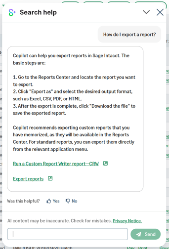 Sage Copilot Search Help