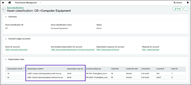 Sage Intacct Fixed Assets Management custom depreciation