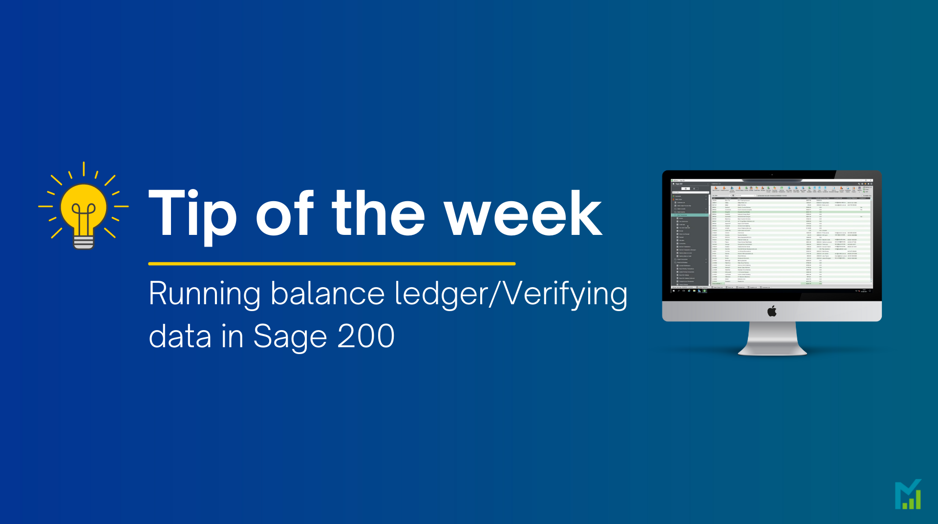 Running balance ledger/Verifying data in Sage 200