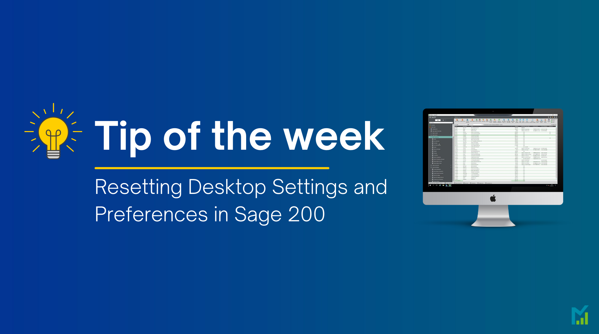 Resetting Desktop Settings and Preferences in Sage 200